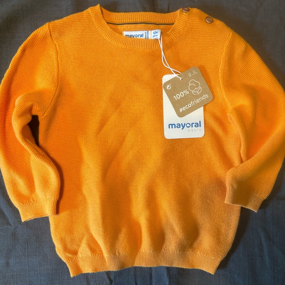 New Marysol 100% Recycled 12 months Orange Sweater